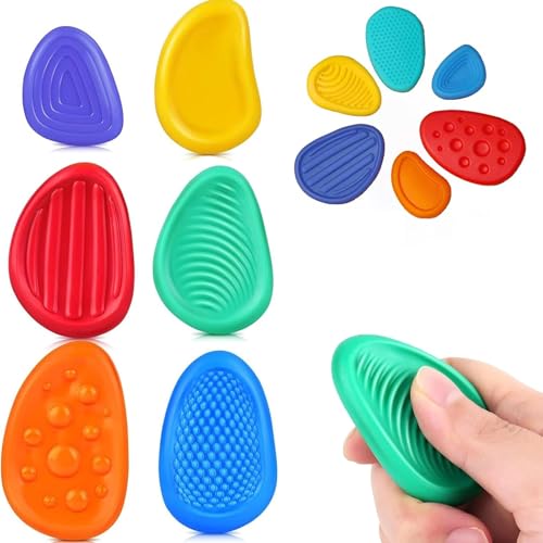 6 Stück Stones Sensory Toys, Stressabbau Spielzeug Sensorische Stone, Stressberuhigendes Spielzeug für Kinder Erwachsene, Emotional Beruhigendes, Unterhaltsame und Stressabbau Fidget Toy