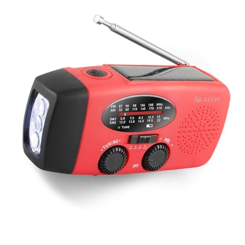 X4 TECH Portable FM/AM Solar Radio mit Taschenlampe USB