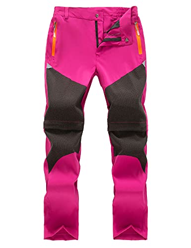 Echinodon Kinder 2-in-1 Outdoorhose Sommer Zipp Off Hose Schnelltrocknend Dünn Leicht Wanderhose Trekkinghose Rosa 120