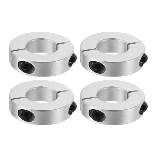 PATIKIL Geteilte Stellringe 22mm Langweilige 45mm OD 12mm Dicke, 4er Pack Aluminiumlegierung Tiefenanschlagringe Klemm mit Gewindestift für die Maschinenbauindustrie, Silber