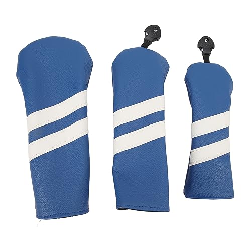 Club Headcover PU Club umfasst Wood Fairway Hybrid Rotatable Label 3 Size Club Protector Sports Outdoor (BLAU)