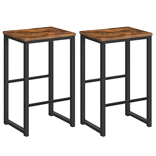 HOOBRO Barhocker, 2er-Set Barstühle, Barhocker mit unterschiedlich hohen Steigbügeln, Metallgestell, weiche Kanten, für Küche, Esszimmer, Wohnzimmer EBF34BY01G1