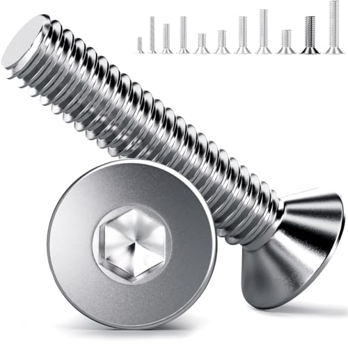 YOOPI M6 Senkkopfschrauben 30 Stück, M6x20mm Edelstahl Senkkopfschrauben, Edelstahl A2 V2A Senkkopfschrauben M6, DIN 7991 Senkschrauben mit Innensechskant Vollgewinde für Maschinen, Geräte und Möbe