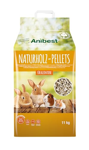 Anibest Kleintierpellets, 100% natürliche Einstreu für Kaninchen, Hamster, Meerschweinchen und Co, saugfähige & geruchsbindende Holzpellets, leicht dosierbare Unterstreu, 11 kg/ 20 l