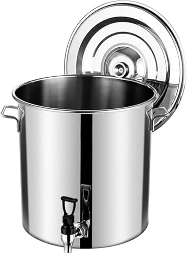 Edelstahl-Haushaltskessel, Suppentopf mit Deckel, Brühtopf mit Zapfhahn, Thermosbehälter für Kaffee, Milch, Wasser, Saft(Size:10L (25 * 25cm/9.8 * 9.8inch))