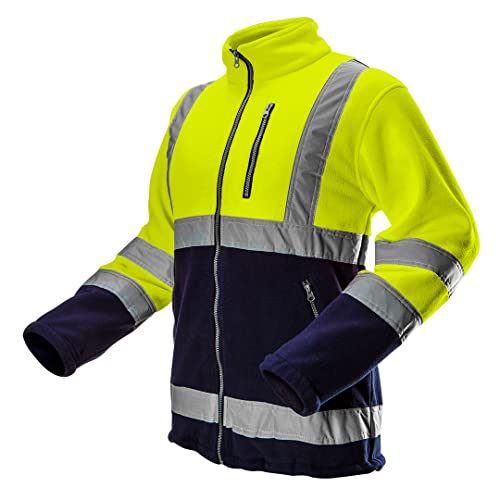 Neo Tools Herren Warnschutz-Arbeitsjacke, Stehkragen, langarm, Obermaterial Fleece 280 g/m2 aus 100% Polyester, mit reflektierenden Streifen, Größe:XL, gelb