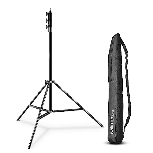 Walimex pro AIR 355 Lampenstativ max. Höhe 355 cm, Lichtstativ mit Luftfederung, Blitzstativ mit 8 kg Traglast, Dreibeinstativ aus Aluminium, Leuchtenstativ für Fotografie, Studio und Outdoor