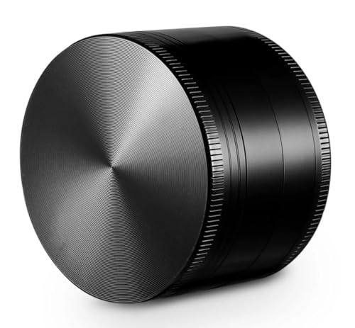 Krautmeister 4-teiliger Grinder Ø 20mm, Hochwertige Kräutermühle, Crusher für getrocknete Kräuter, Pollen, Blüten, Gewürze mit Pollensieb Mini (Schwarz)