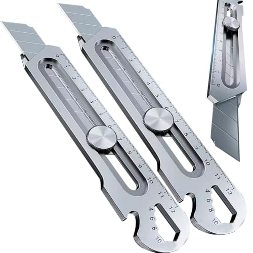 Cuttermesser Profi, 2025 Neu Schweres Mehrzweck Gebrauchsmesser, Edelstahl Universalmesser, Multifunktionales Mehrzweck Robuste Teppichmesser Druckguss Cutter Messer (2 Pcs)