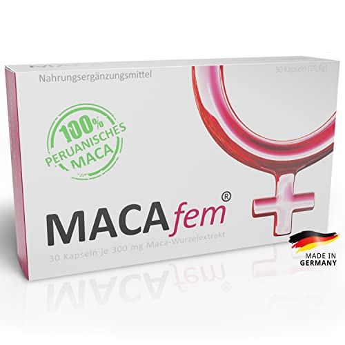 MACA Kapseln für die Frau | Aus der Apotheke | Vegan | Ökologischer Anbau in Peru | 6000 mg MACA Tagesdosis | Monatsversorgung Frauen 30 Kapseln | Ohne Ashwagandha Mönchspfeffer | Made in Germany