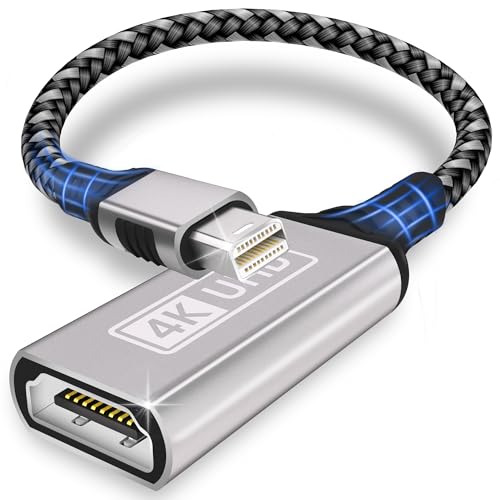 Mini DisplayPort auf HDMI,4K Vergoldete Nylon Geflochten Aluminiumhülse Mini DP auf HDMI Adapter Thunderbolt 1/2(Mini DP)HDMI Adapter Kompatibel mit MacBook Pro,Macbook Air,iMac,Surface Pro,XPS Mehr