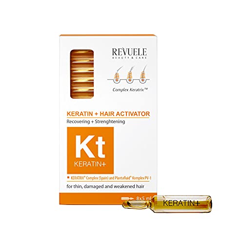 Revuele Ampullen Keratin + Aktivator für die Haarwiederherstellung 5 ml 100% Reine Natürliches und Organisches Stärkt es die Haarstruktur und Pflegt die Kopfhaut