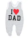 TupTam Unisex Baby Strampler mit Spruch I love Mum and Dad, Farbe: I love Dad Streifen Grau, Größe: 62