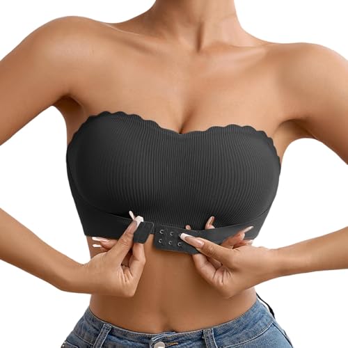 Shirt Pack Trägerloser BH mit Frontverschluss für Komfort im Alltag bei Freizeitaktivitäten. Vielseitiges Design für alle Jahreszeiten. Milchauffangschalen Stillen (Black, L)