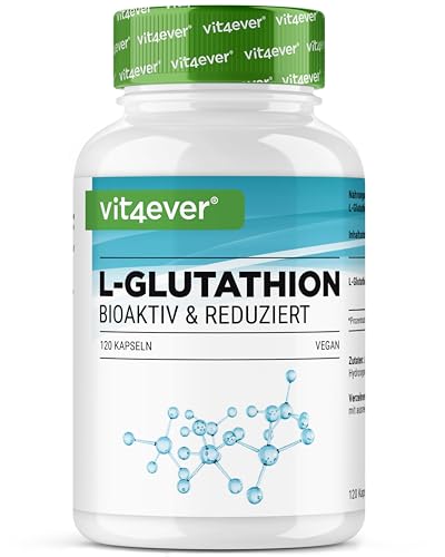 L-Glutathion - 120 Kapseln mit 500 mg je Kapsel - Premium: Reduziertes & bioaktives Glutathion aus Fermentation - Hochdosiert - Vegan