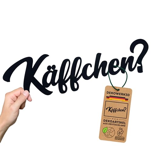 Käffchen? Schriftzug - Kaffee Deko Schild - Küche Dekoration Wand - Tür- & Wanddekoration - Coffee Wandschild - Coffee Bar Wanddeko - Kaffeebar Wandsticker aus Kunststoff (L)