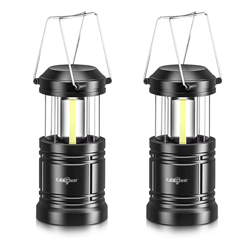 ILEEDear Campinglampe Batteriebetrieben, Tragbare Ultrahelle led laterne, Faltbare Camping Hängelampe, Überlebenskit，zum Wandern Camping, notfall ausrüstung stromausfall usw 2 Stück