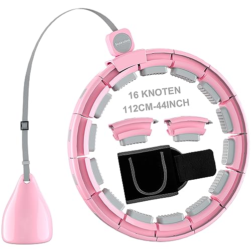Sonkoloro Smart Hoop Reifen Erwachsene und Anfänger, Hullahub Reifen zum Abnehmen，Smart Hoop Leise Fitness Hoop mit Gewicht, Zähler und Noppen (pink-no Counter)