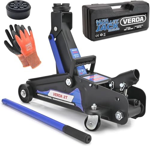 Wagenheber 2T oder 2,5T Autoheber Rangierwagenheber + Gummiauflage + Koffer + Montagehandschuhe Profi Wohnmobil, Geländewagen (Wagenheber 2T + Koffer)