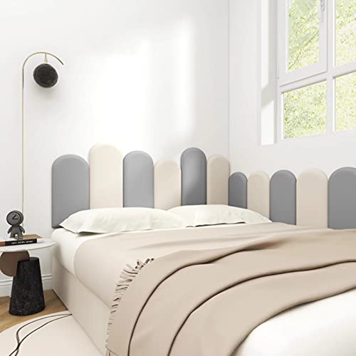 XILYZMO Bett Kopfteil Wandpolster, Abnehmbar Spielzimmer Schutzplatte, 3D Selbstklebend 3,5cm Wandaufkleber, PU Anti-Kollision Weich Kopfteil (Farbe : Grey, Größe : 180x45cm)