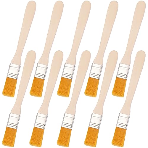 10 Stück Pinsel Klein,Flachpinsel,Pinsel Lack Pinsel,Kleine Pinsel,Kleine Pinselset,Pinsel Flache Borstenpinsel 14cm lang Fensterpinsel mit Holzgriff Lasurpinsel für Kunst Malerbedarf Malerei DIY