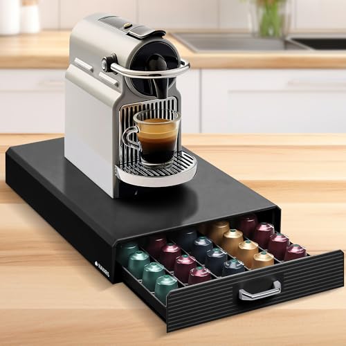 Navaris Kapselhalter für Nespresso u.a. Kapseln - Aufbewahrung für 50 Kaffeekapseln für Kapselmaschine - Aufbewahrungsbox in Schwarz