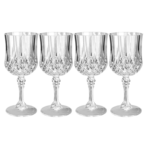 Ideen mit Herz Weingläser in Kristalloptik | 200 ml Kunststoff-Glas | Picknick | für unterwegs | bruchfest | Ø 7cm | 16,7 cm hoch | transparent | lebensmittelecht (4 Stück, 200, milliliter)