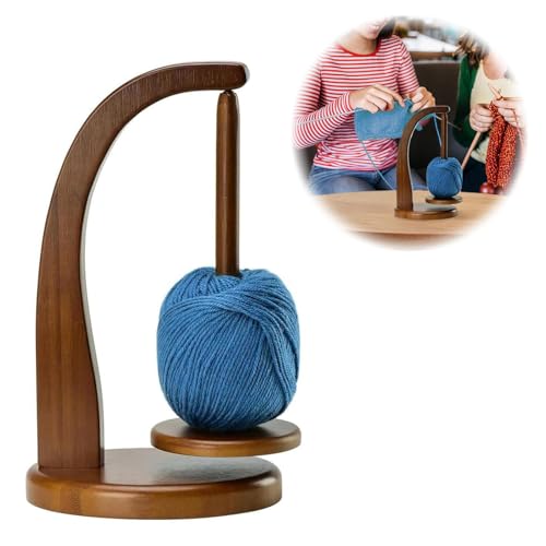 Wollabwickler, Wollhaspel Rotierender Magnetischer Wollknäuelhalter,Yarn Winder Garnrollenhalter wollabwickler Holz Wollhalter Wolle aufwickler für Häkel- und Strickzubehör-Geschenke (Retro-farbe)