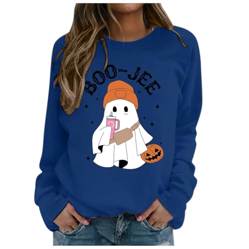 WKAYsIV Pullover V Ausschnitt Sweatshirt Rundhals Langarm Pullover Graue Hoodie(Dunkelblau,L)