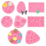 8 Stück Silikonform Blumen Rose, 3D Fondant Silikonformen Blumen, Silikonformen Gießformen Blumen, Mini Rosen Silikonform Fondant, für Kuchen Dekoration Schokolade Handgemachte Süßigkeit Herstellung