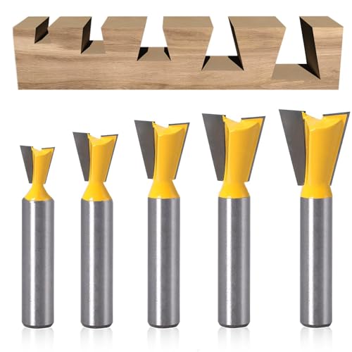 5 Stück Plattenfräser Schwalbenschwanz Fräser Set Fräser für Oberfräse 8mm Schaft Schwalbenschwanz Planfräser 8mm Schaft Schwalbenschwanz Planfräser 8mm Schaft für Fräser Hobelfräser,Hobelfräser