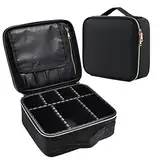 Kosmetiktasche Damen Make up Tasche Make up Koffer Kosmetikkoffer Kleine Schminktasche Schminkkoffer Make up Organizer Tasche Make up Bag mit Verstellbaren Teiler,Schwarz