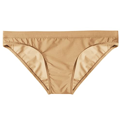 Herren Slip Eisseide Transparenter Bequem Unterwäsche Herren Sport Unterhosen Atmungsaktiv Männer Slips Niedrige Taille Unterhose 2025 Sportunterwäsche Sexy Underwear (Beige, L)