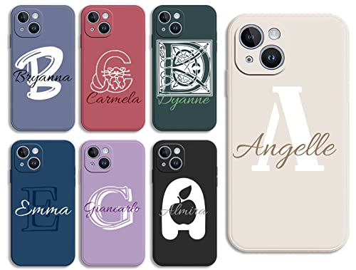 Sunrive Personalisierte Hülle kompatibel mit iPhone 14 15 16 13 12 Pro Max 11 Mini Xr Xs X 8 7 Plus SE 6s 6,individuelle Etui eigener Text, Benutzerdef inierte Farbe Initialen Name Buchstabe Case