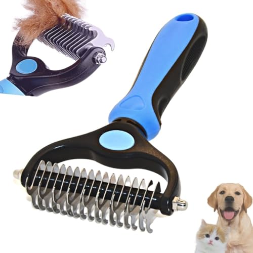 Tiertastisch Hundebürste & Katzenbürste für Mittel-& Langhaar, Unterwollkamm zur Entfernung von Unterwolle und Verfilzungen, Deckhaarschutz und Massageeffekt, Fellhaarbürste zur Enthaarung