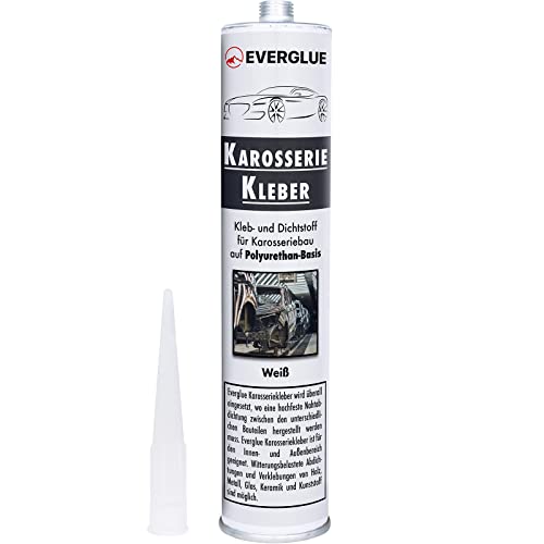 Everglue 1K PU Karosseriekleber flexibel silikonfrei weiß Kartusche Montagekleber zum Kleben und Abdichten am KFZ, Wohnmobil & im Fahrzeugbau, ohne Silikon, UV-beständig, bleibt dauerelastisch