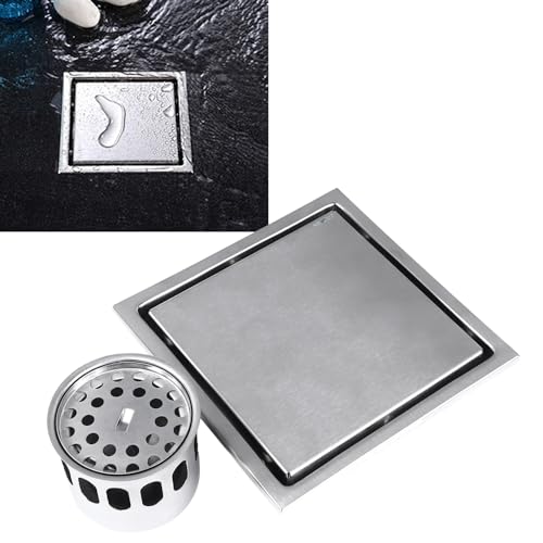 Duschbodenablauf, 20 cm Quadratisch, Effiziente Wasserableitung, Geruchsabweisend, Hochfester Duschabfluss aus Edelstahl für den Heimgebrauch
