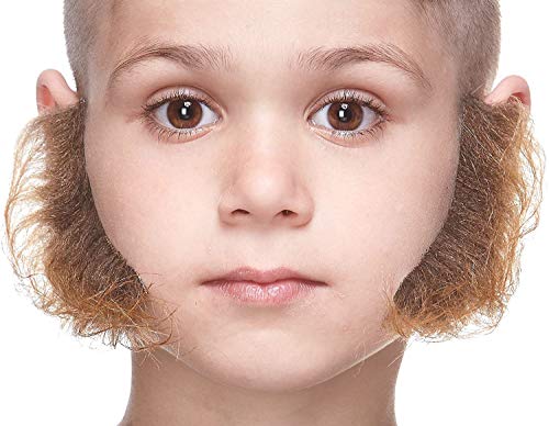 Mustaches Selbstklebender L Shaped Sideburns Gefälschte Hammelkoteletts für Kinder, Neuheit, Realistisch Falsche Gesichtsbehaarung, Kostümzubehör für Kinder, Braun Farbe