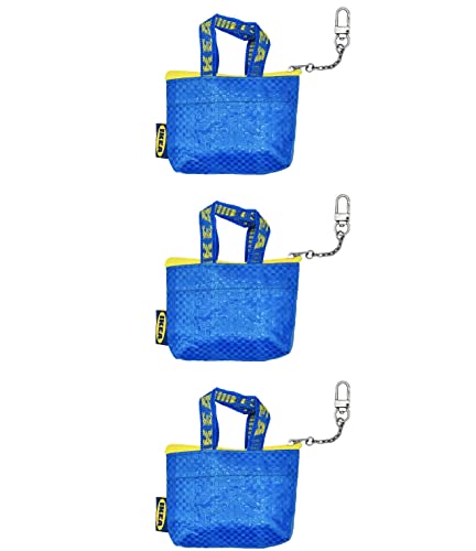 Ikea KNOLIG Mini Blue Bag Münzbörse mit Schlüsselanhänger, 104.782.42 - 3er Set