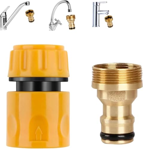 Wasserhahn Adapter,Universeller Küchenarmatur Schlauchverbinder & Ende Schnellverbinder, Küchenspüle zu Außenschlauch, Rohrverschraubung,Gartenschlauch Anschluss, für Standard Innengewinde Hahn