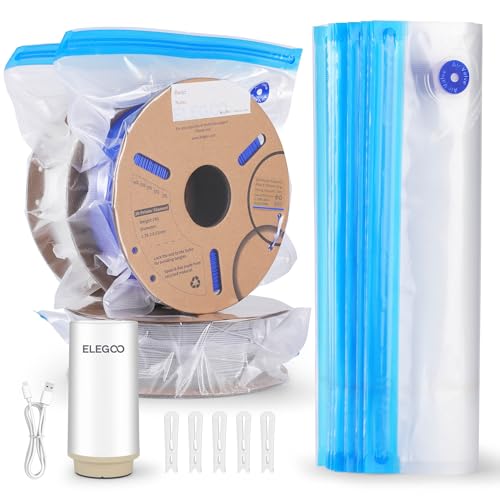 ELEGOO 3D-Druck Filament Aufbewahrungsbeutel Vakuum-Kit mit Auto-Pumpe, 30 Beutel Vakuum Versiegelt, Staubdicht und Feuchtigkeitsbeständig für Filament Trocken zu Halten