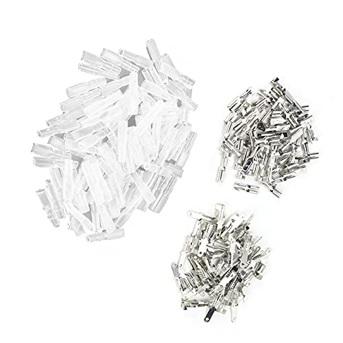 Spade -Crimp -Anschlüsse, Robuster Selbstverriegelungsstopfen Schnellspleißanschluss, 2,8 Mm 50 Männliche 50 Weibliche 100 Isolierende Ärmel, für Auto -Motorraddrahtanschluss
