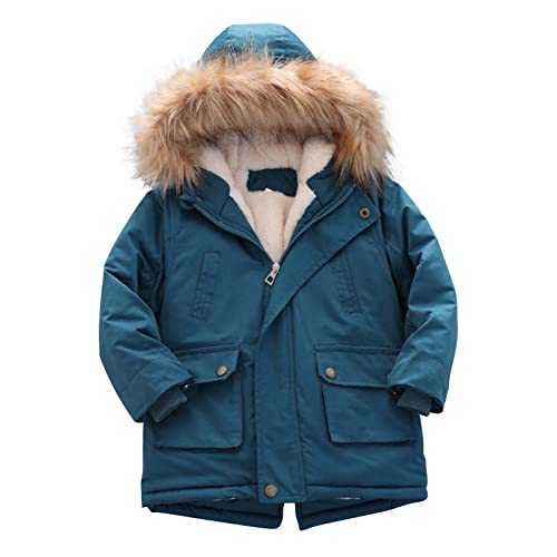 Guqmjde Winterjacke Jungen Daunenjacke Kinder Baumwolle Mantel Classic Wintermantel Jacken Puffer Jacket Kapuzenjacke Thermal Daunenmantel Outdoorjacke Thermojacke Gutschein Blau, 9-10 Jahre