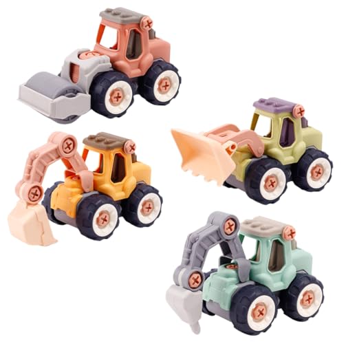 QUMIIRITY 4 Stück Baufahrzeug Maschinenbau Spielzeuglastwagen Konstruktion Ingenieur Automodell für kinderspielzeug Montageauto selber Bauen LKW- Plastik