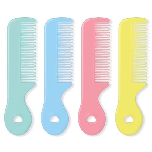 Giantree 4 Stück Baby Haarbürste, Haarbürste mit Weichen Zähnchen, Klein Detangler Bürste Runde Borsten für Babys Süßer Kamm Set Nasses Trockenes Haar Geschenk für Mädchen Junge