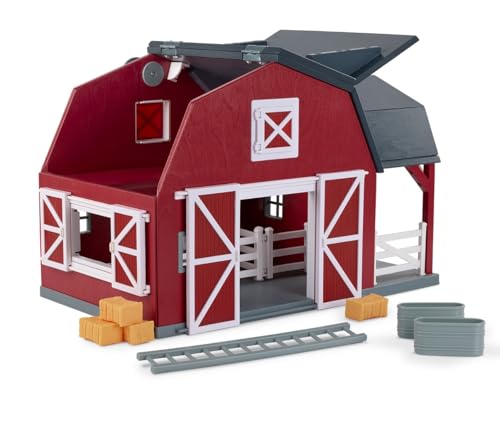 Terra by Battat Holzspielzeug Großer Pferdestall und Bauernhof aus Holz – Spielzeug Scheune mit Zubehör und Funktionen für Kinder ab 3 Jahren (20 Teile)