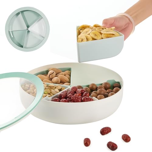 HAYAN Snack Schalen Set Lebensmittel Aufbewahrungsbox Servierplatte mit Deckel 28,6 × 8 cm (Grün)