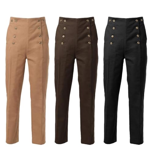 BPURB Herren Viktorianische Hose Cosplay Kostüm Vintage Steampunk Gothic Punk Hose