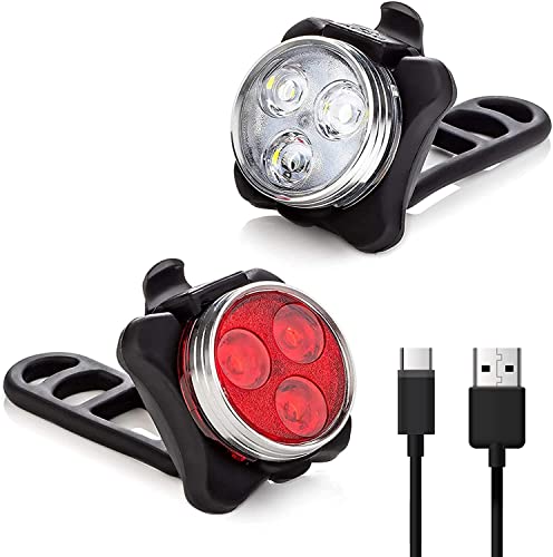 Kinderwagenlicht Set USB Aufladbar, Helles Licht, Kompakt und Wasserdicht, Langlebiger 650mAh Akku, LED Lampe Set für Außenbereich, kann auch als Kinderwagen Licht/Helm Licht (White and red lights)