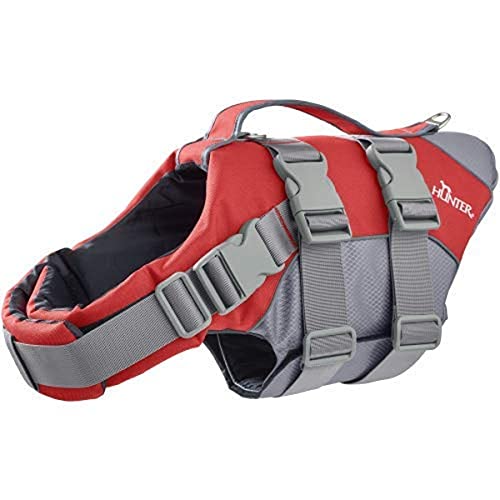 HUNTER MOSS Schwimmweste, Schwimmhilfe für Hunde, Haltegriff, reflektierend, XL, rot
